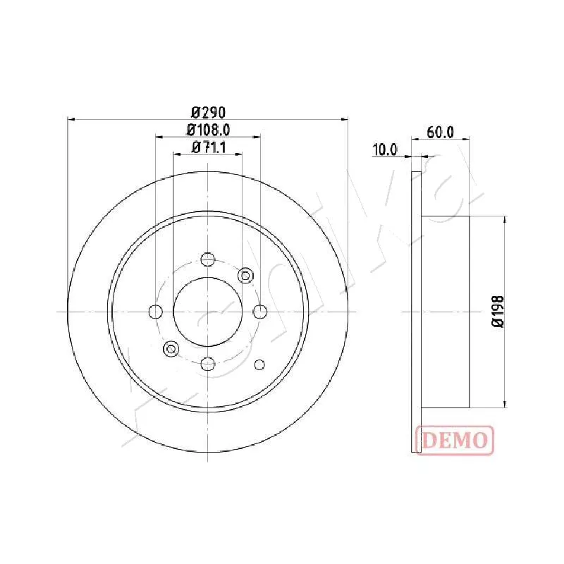 Jeu de 2 disques de frein arrière ASHIKA 61-00-0616C