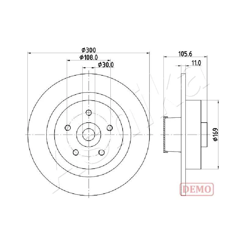 Jeu de 2 disques de frein arrière ASHIKA 61-00-0700C