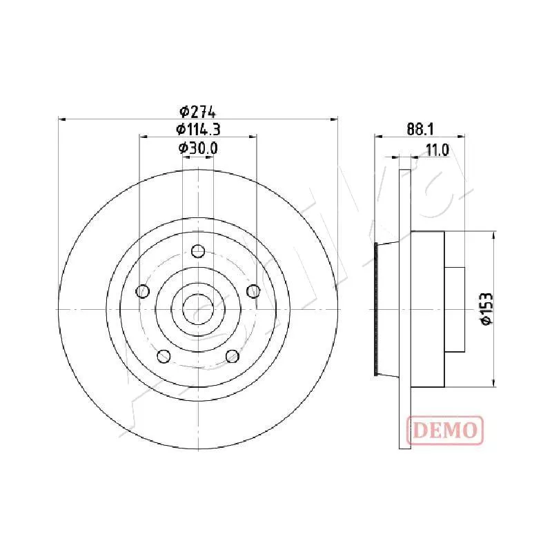 Jeu de 2 disques de frein arrière ASHIKA 61-00-0705C
