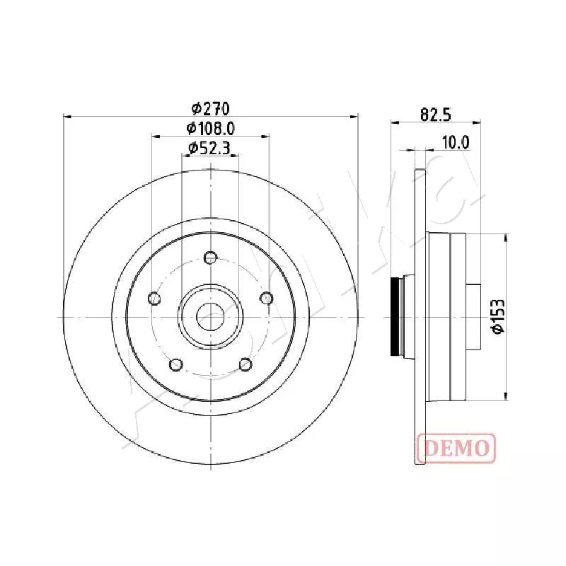 Jeu de 2 disques de frein arrière ASHIKA 61-00-0710C