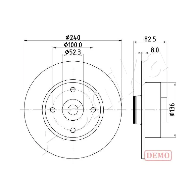 Jeu de 2 disques de frein arrière ASHIKA 61-00-0712C