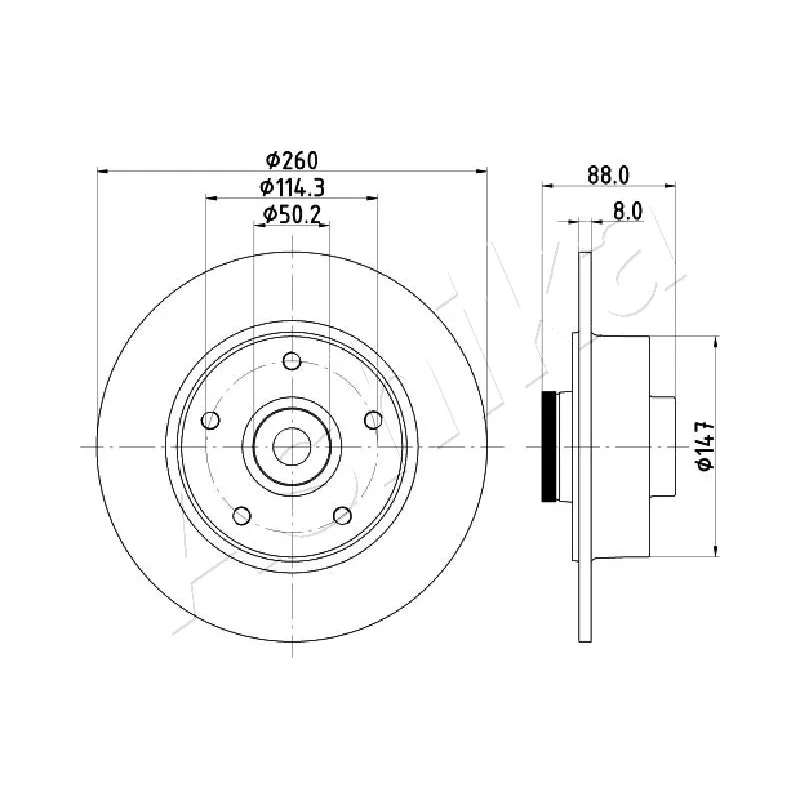 Jeu de 2 disques de frein arrière ASHIKA 61-00-0713