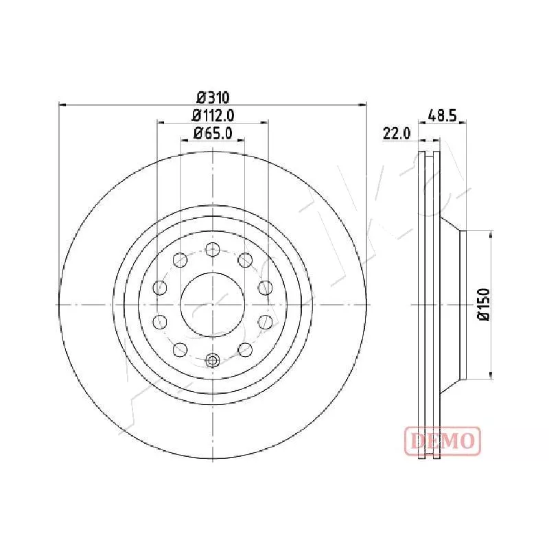 Jeu de 2 disques de frein arrière ASHIKA 61-00-0903C