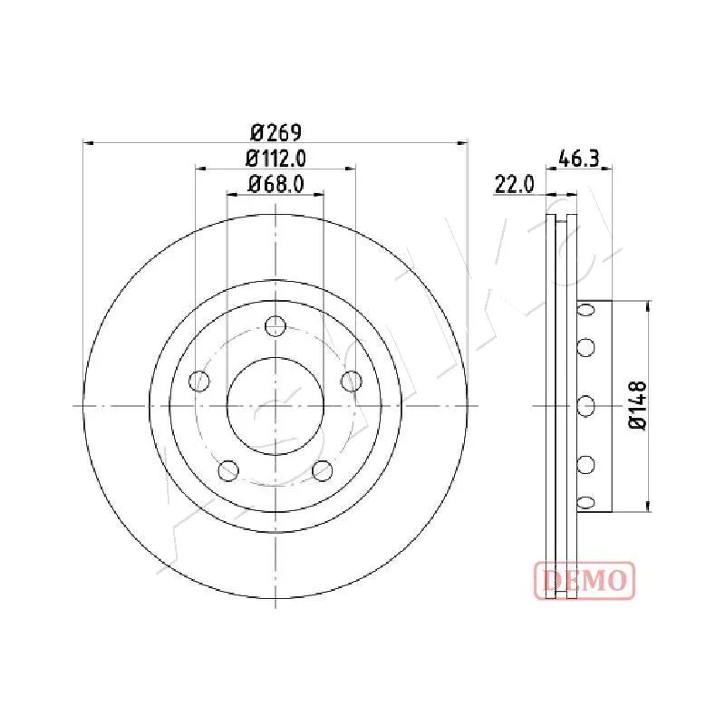 Jeu de 2 disques de frein arrière ASHIKA 61-00-0913C