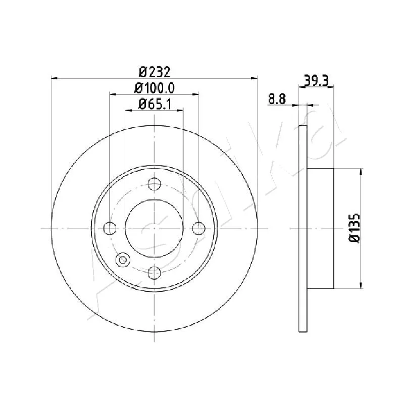 Jeu de 2 disques de frein arrière ASHIKA 61-00-0921