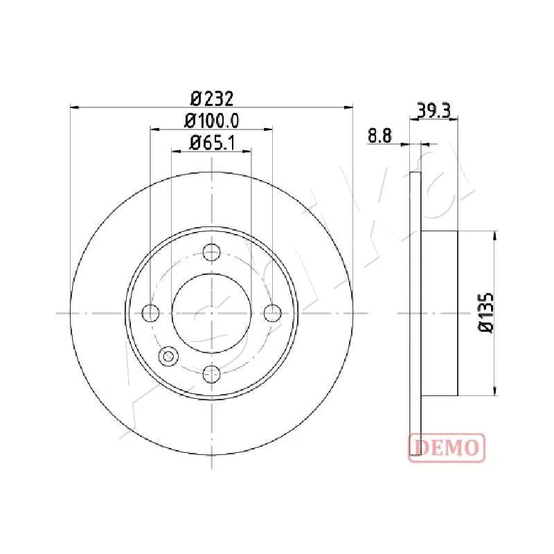 Jeu de 2 disques de frein arrière ASHIKA 61-00-0921C