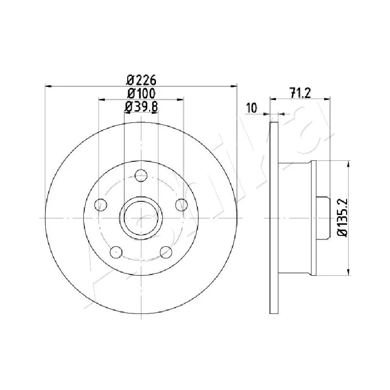 Jeu de 2 disques de frein arrière ASHIKA 61-00-0923