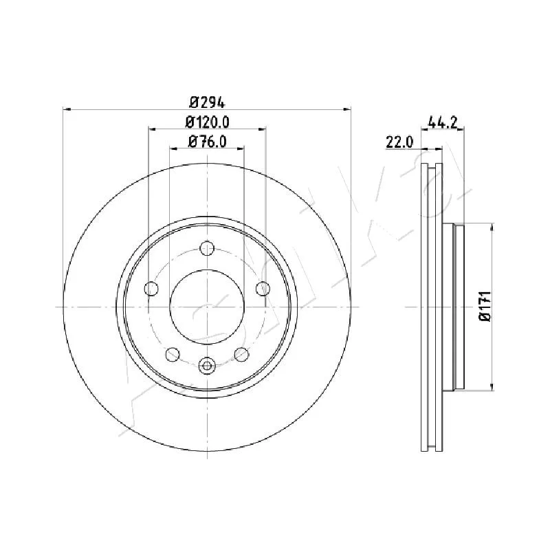 Jeu de 2 disques de frein arrière ASHIKA 61-00-0925