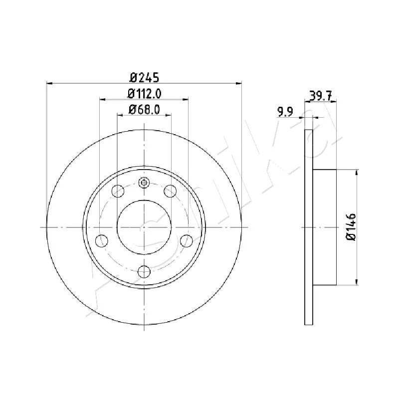 Jeu de 2 disques de frein arrière ASHIKA 61-00-0929