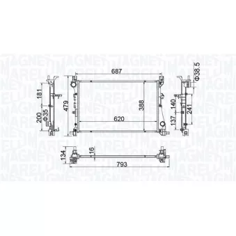 Radiateur, refroidissement du moteur MAGNETI MARELLI 350213203900
