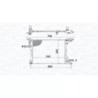 Radiateur, refroidissement du moteur MAGNETI MARELLI 350213203700