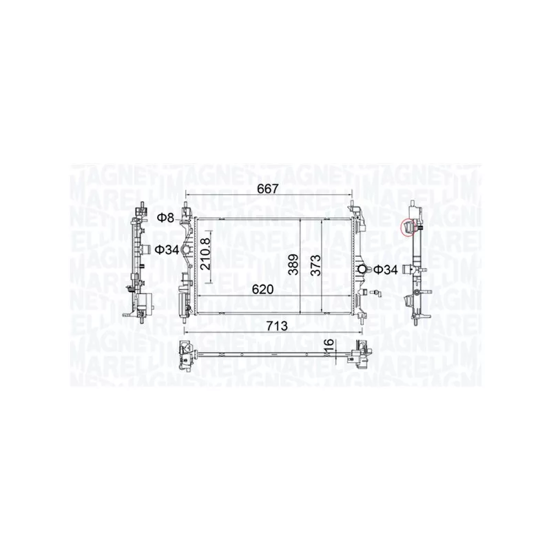 Radiateur, refroidissement du moteur MAGNETI MARELLI 350213206900