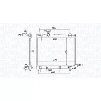 Radiateur, refroidissement du moteur MAGNETI MARELLI 350213208400