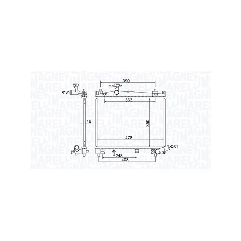 Radiateur, refroidissement du moteur MAGNETI MARELLI 350213208400