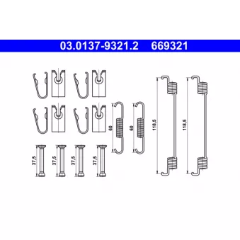 Kit d'accessoires, mâchoire de frein ATE 03.0137-9321.2