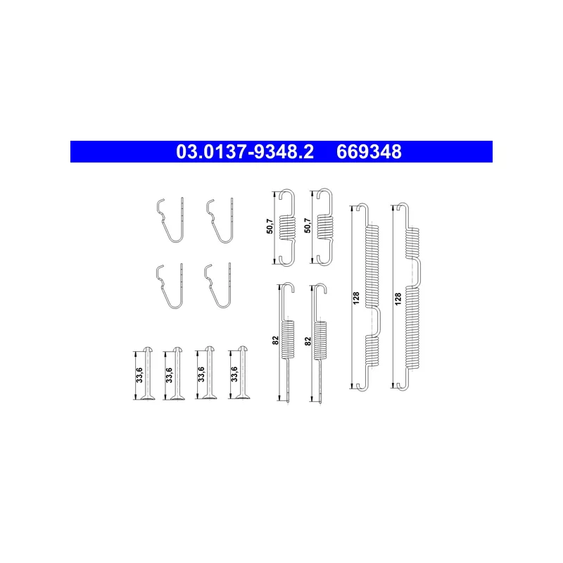 Kit d'accessoires, mâchoire de frein ATE 03.0137-9348.2