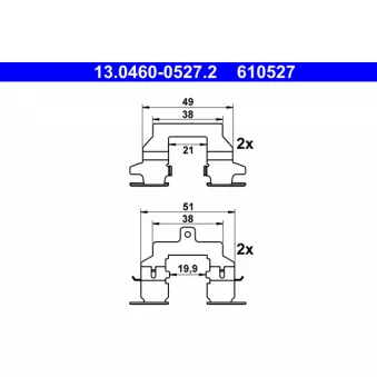 Kit d'accessoires, plaquette de frein à disque ATE 13.0460-0527.2