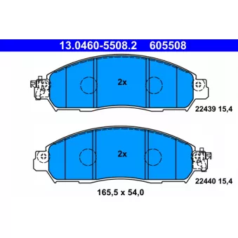 Jeu de 4 plaquettes de frein avant ATE 13.0460-5508.2