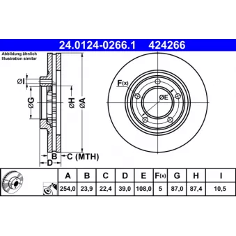 Jeu de 2 disques de frein avant ATE 24.0124-0266.1