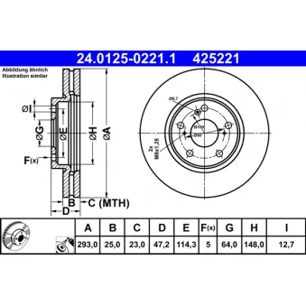 Jeu de 2 disques de frein avant ATE 24.0125-0221.1