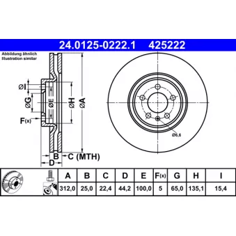 Jeu de 2 disques de frein avant ATE 24.0125-0222.1
