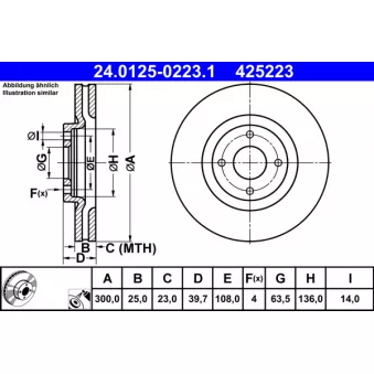 Jeu de 2 disques de frein avant ATE 24.0125-0223.1