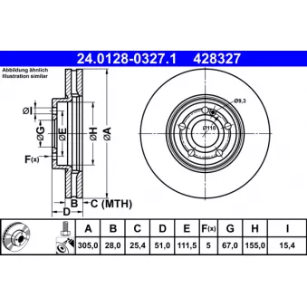 Jeu de 2 disques de frein avant ATE 24.0128-0327.1