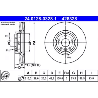 Jeu de 2 disques de frein avant ATE 24.0128-0328.1