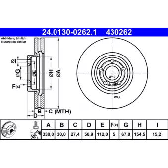 Jeu de 2 disques de frein avant ATE 24.0130-0262.1