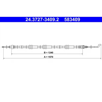Tirette à câble, frein de stationnement ATE 24.3727-3409.2