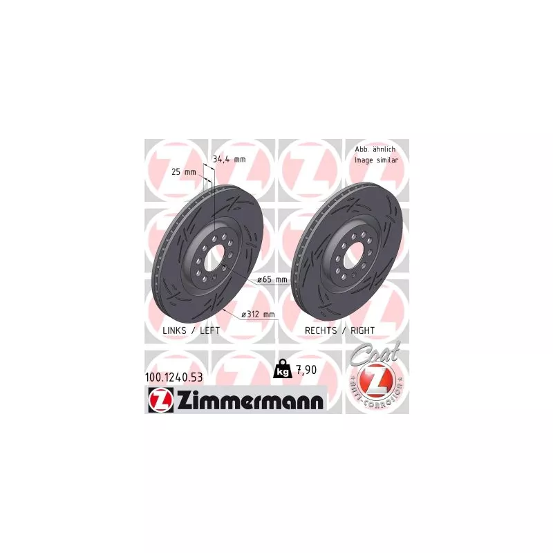 Jeu de 2 disques de frein avant ZIMMERMANN 100.1240.53