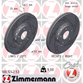 Jeu de 2 disques de frein avant ZIMMERMANN 100.1242.53