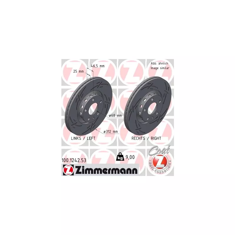 Jeu de 2 disques de frein avant ZIMMERMANN 100.1242.53