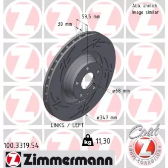 Disque de frein arrière gauche ZIMMERMANN 100.3319.54