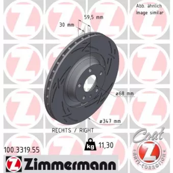 Disque de frein arrière droit ZIMMERMANN 100.3319.55