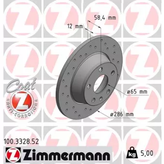 Jeu de 2 disques de frein arrière ZIMMERMANN 100.3328.52