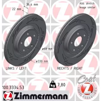 Jeu de 2 disques de frein arrière ZIMMERMANN 100.3334.53