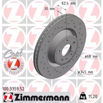 Jeu de 2 disques de frein avant ZIMMERMANN 100.3359.52