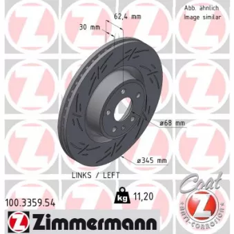 Disque de frein arrière gauche ZIMMERMANN 100.3359.54