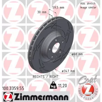 Disque de frein arrière droit ZIMMERMANN 100.3359.55
