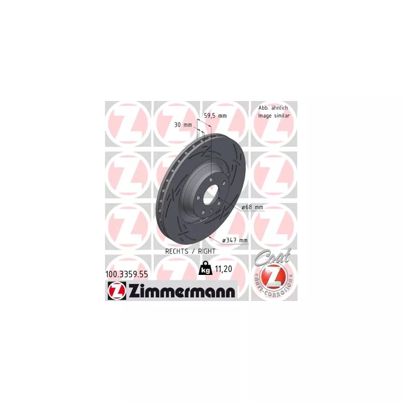 Disque de frein arrière droit ZIMMERMANN 100.3359.55