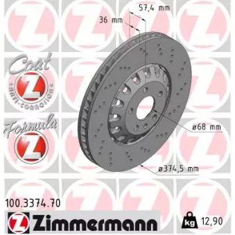 Jeu de 2 disques de frein avant ZIMMERMANN 100.3374.70