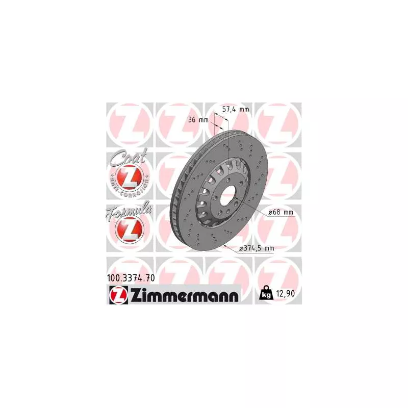 Jeu de 2 disques de frein avant ZIMMERMANN 100.3374.70