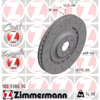 Jeu de 2 disques de frein avant ZIMMERMANN 100.3380.70