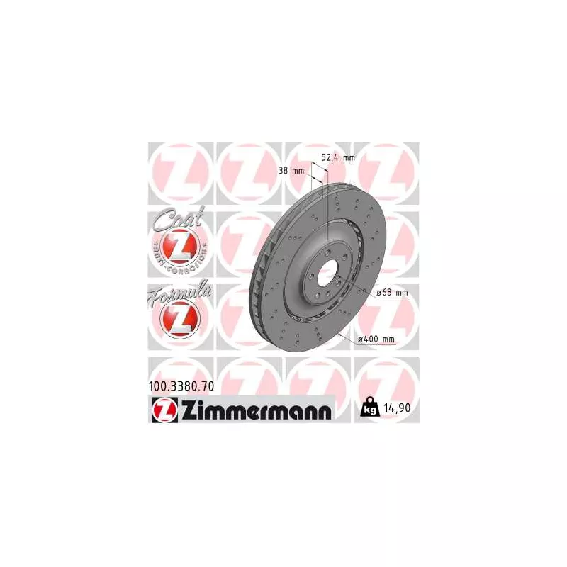 Jeu de 2 disques de frein avant ZIMMERMANN 100.3380.70