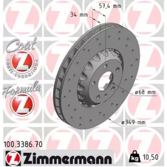 Jeu de 2 disques de frein avant ZIMMERMANN 100.3386.70
