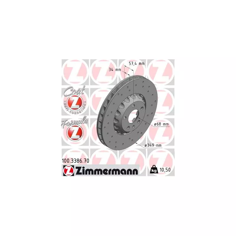 Jeu de 2 disques de frein avant ZIMMERMANN 100.3386.70