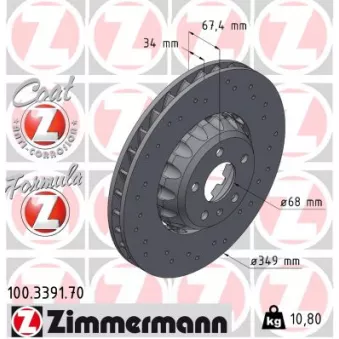 Jeu de 2 disques de frein avant ZIMMERMANN 100.3391.70