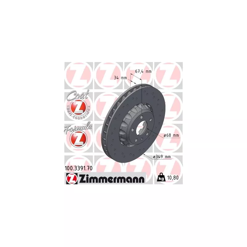Jeu de 2 disques de frein avant ZIMMERMANN 100.3391.70