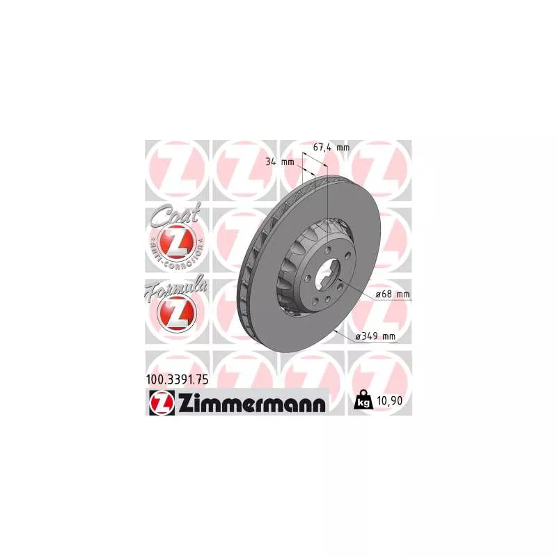 Jeu de 2 disques de frein avant ZIMMERMANN 100.3391.75